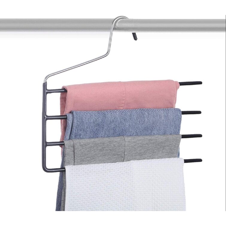 4 Pack S-Style Jeans Trouser Hanger Closet Stainless Steel Rack Space Saver for Tie Scarf Jeans Clothes Pants Hanger Multi-Layer 