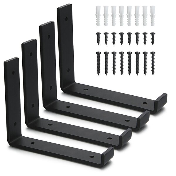 Metal Countertop Lot 8 Black Extra Heavy Duty Steel 10.5” x 7.5” Shelf Brackets 