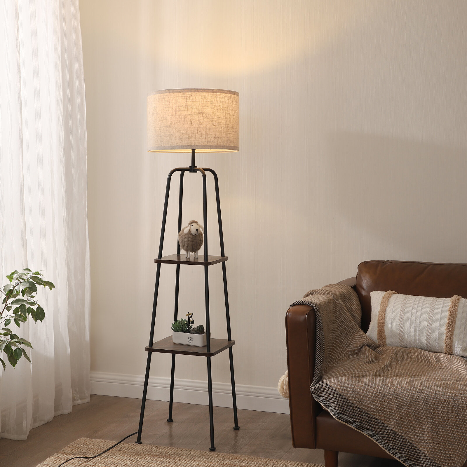 floor lamp with two shades