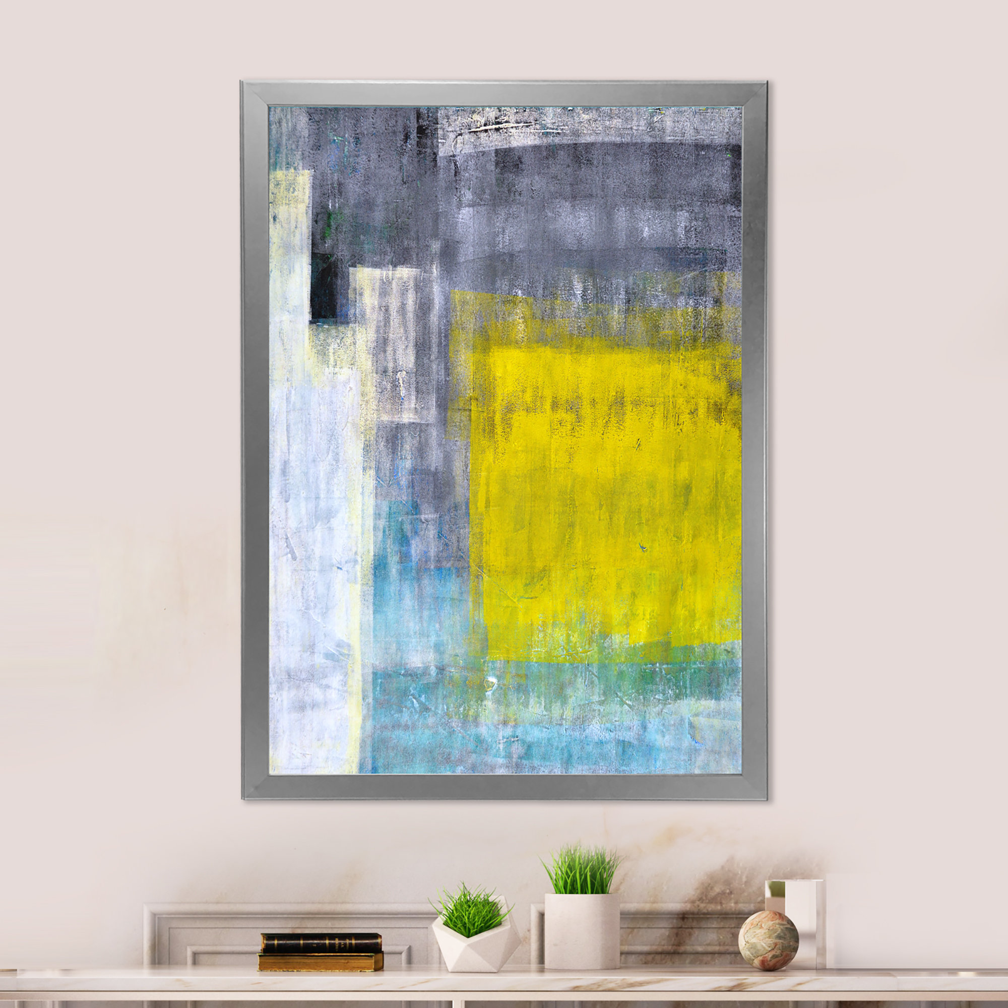 17 Stories Teal Grey Meets Yellow Abstract Teal Gray Meets Yellow