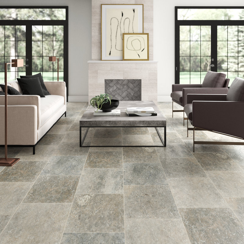 Emser Tile Travertine 16 X 24 Field In Ancient Tumbled Silver Wayfair Emser Tile Travertine 16 X 24 Field