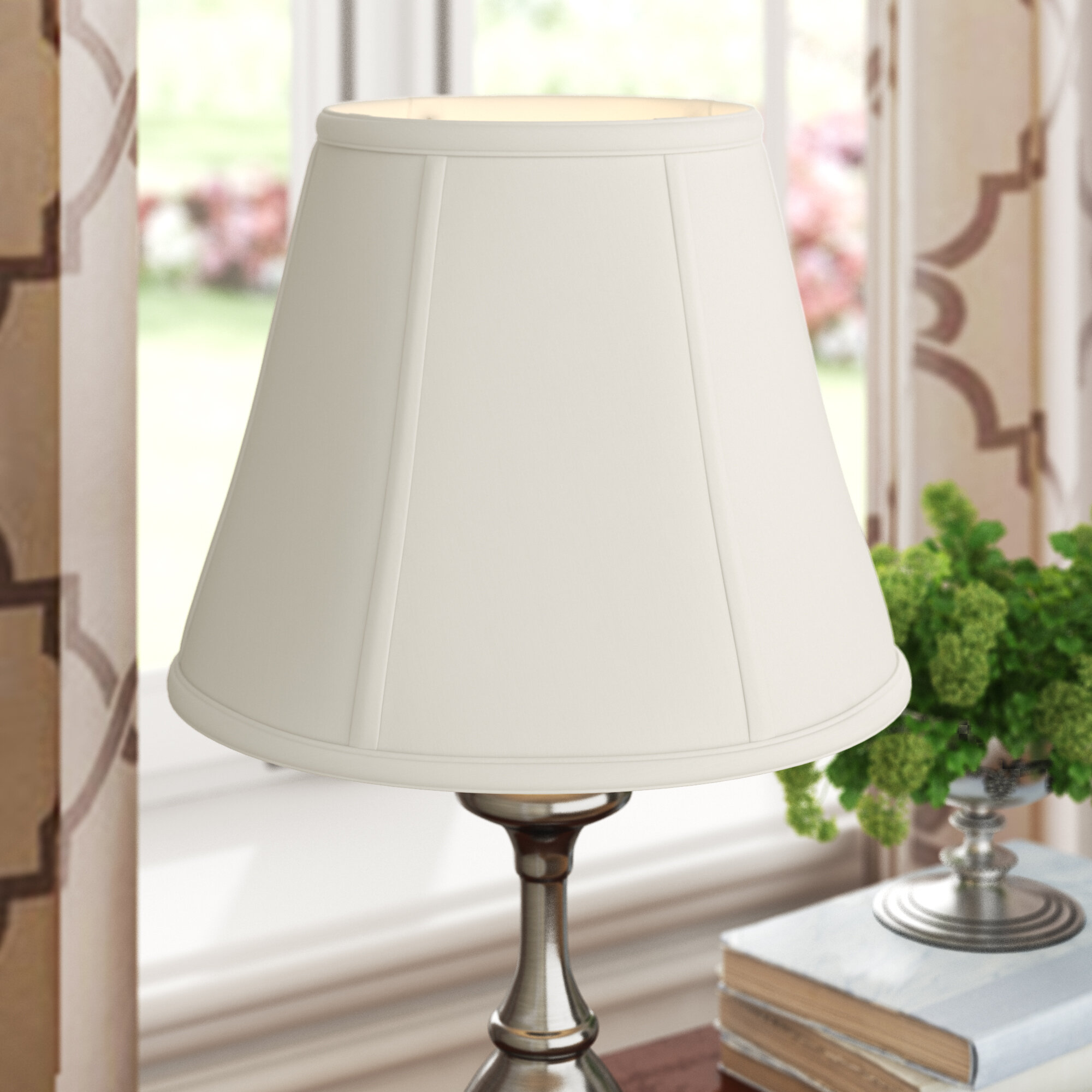 Beige Shantung Silk Lampshade 16" Bell  Fabric Lamp Shade w/Spider Fitter NEW 