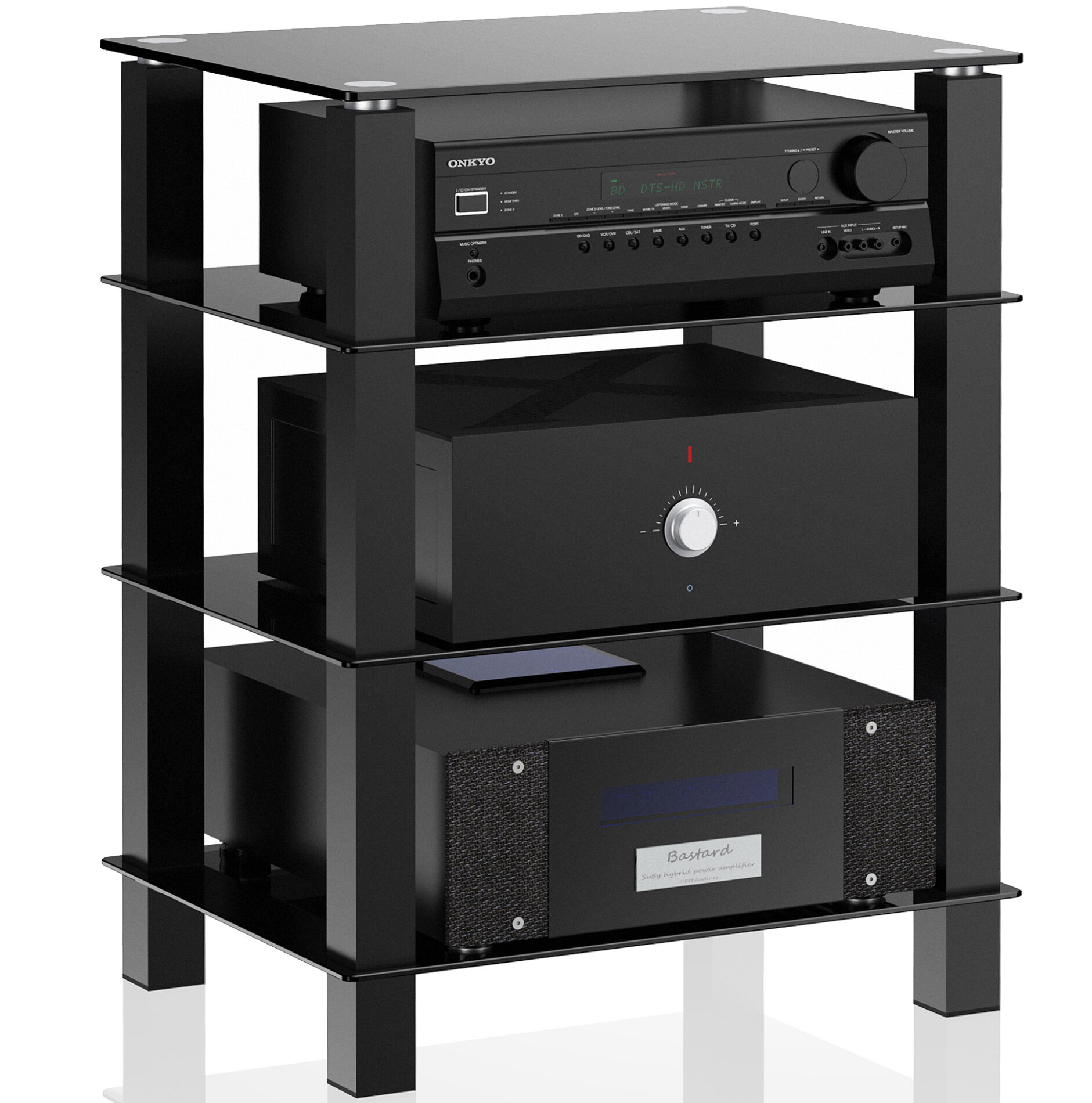 Media Tower Entertainment Console Unit Audio Rack Shelves Stereo Stand Storage for sale online 