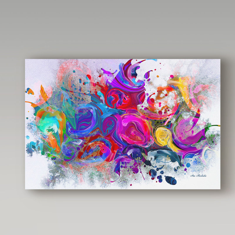 Ebern Designs Dark Color Explosion Oil Painting Print On Wrapped