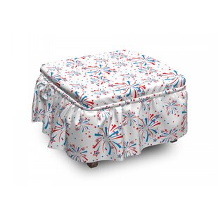 4Th Of July Summer Holiday 2 Piece Box Cushion Ottoman Slipcover Set By East Urban Home