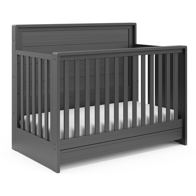 black crib with storage