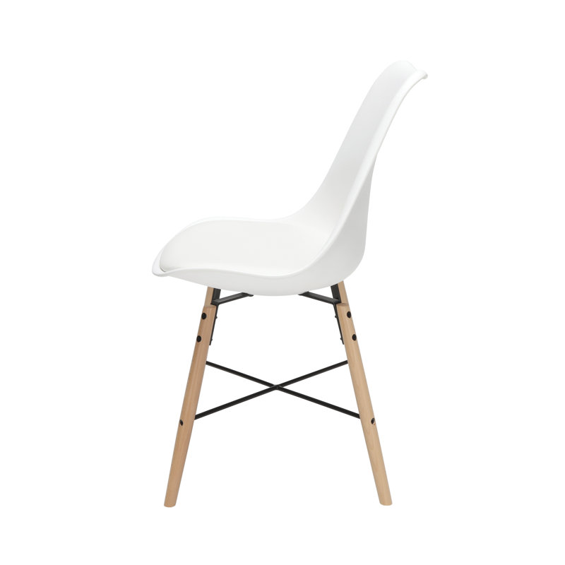 Latitude Run 161 Collection Mid Century Modern 18 Plastic Moulded Dining Chairs With Vinyl Seat Cushion Beechwood Legs With Wire Accent 4 Pack In Black 161 Pv18a Blk 4 Reviews Wayfair Ca