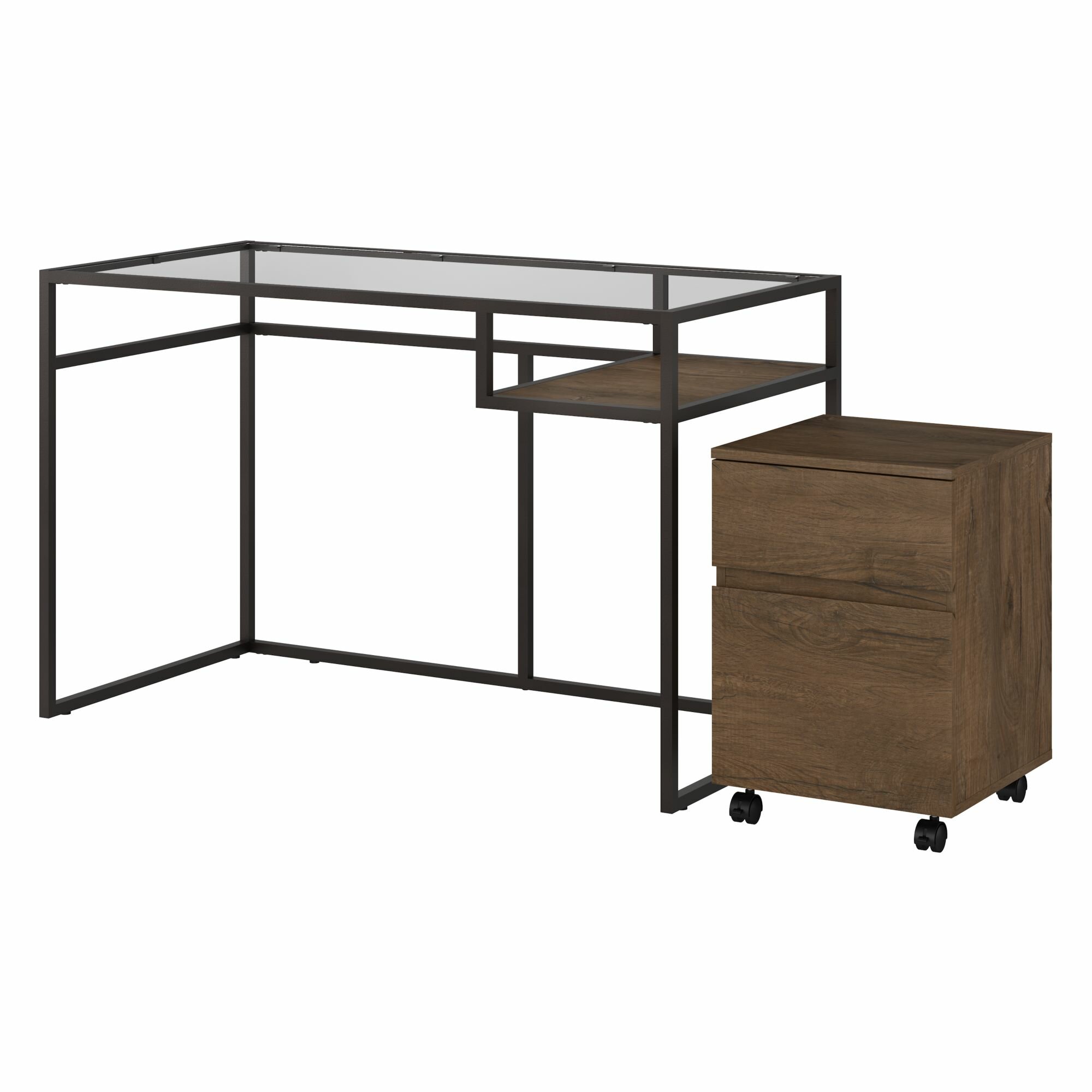 Foundstone Hartley Glass Desk And Filing Cabinet Configurable