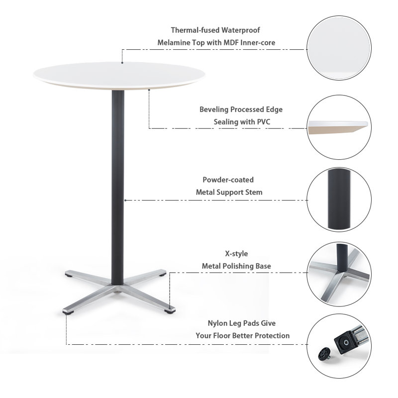 Latitude Run Zimmer Round Tall Bar Table For Pub Bistro Cocktail