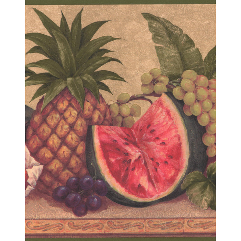 York Wallcoverings 15 L X 10 25 W Exotic Pineapple Watermelon