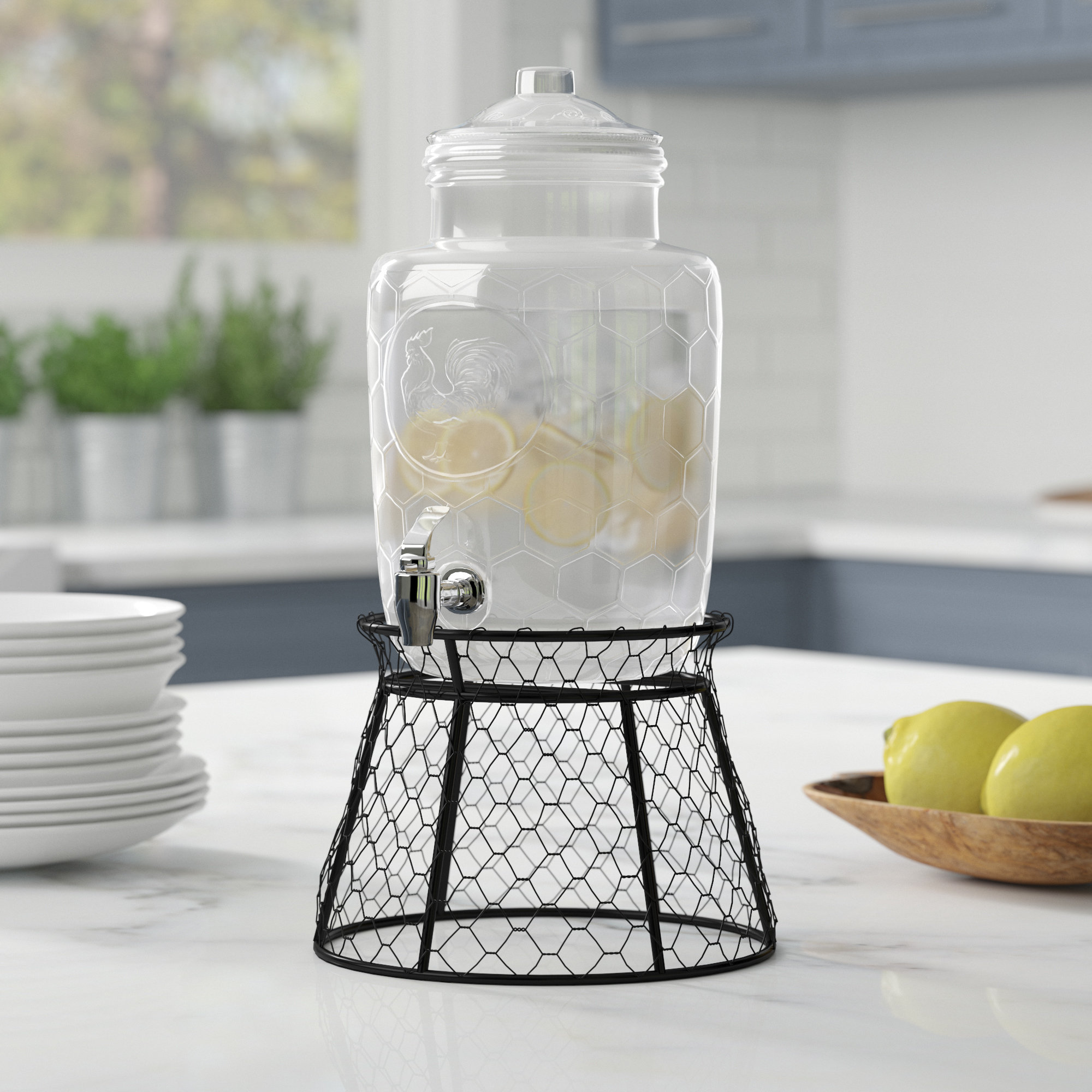 Gracie Oaks Kastelholm Rooster Embossed 170 oz. Beverage Dispenser