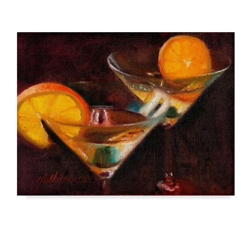 Trademark Art Orange Martini Cocktail Acrylic Painting Print On