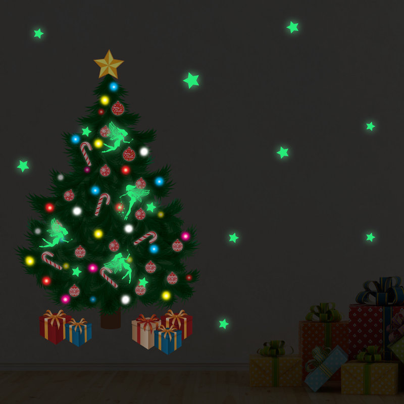 The Holiday Aisle Glow In Dark Traditional Christmas Tree Wall Decal Wayfair