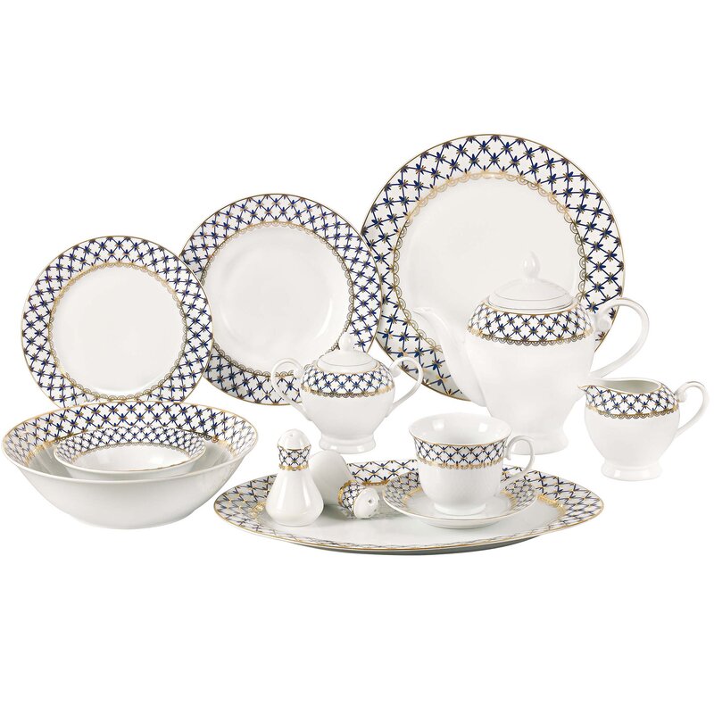 57 Piece Porcelain Dinnerware Set Service for 8 by Lorren Home Trends