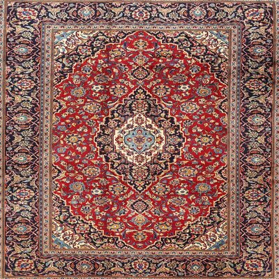Oriental Machine Made Power Loom Wool/Polyester Red/Black Area Rug Bloomsbury Market Rug Size: Square 7'