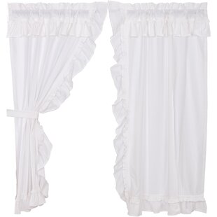 Farmhouse White 100% Cotton Muslin Valance Lined Curtains