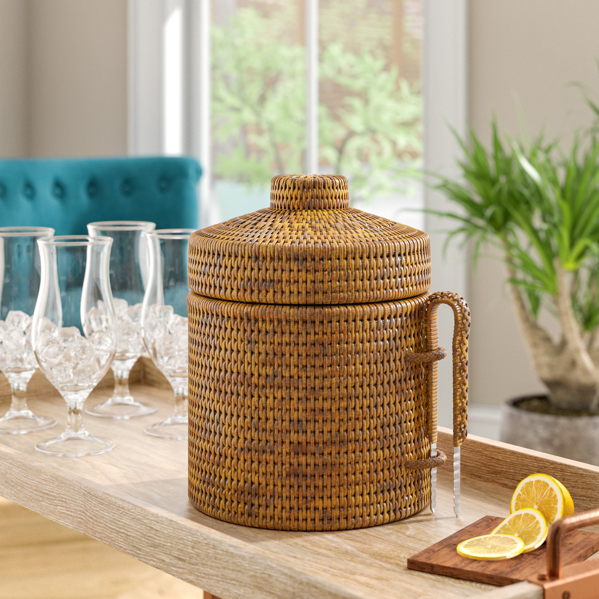 Mistana Telford Rattan Ice Bucket Reviews Wayfair