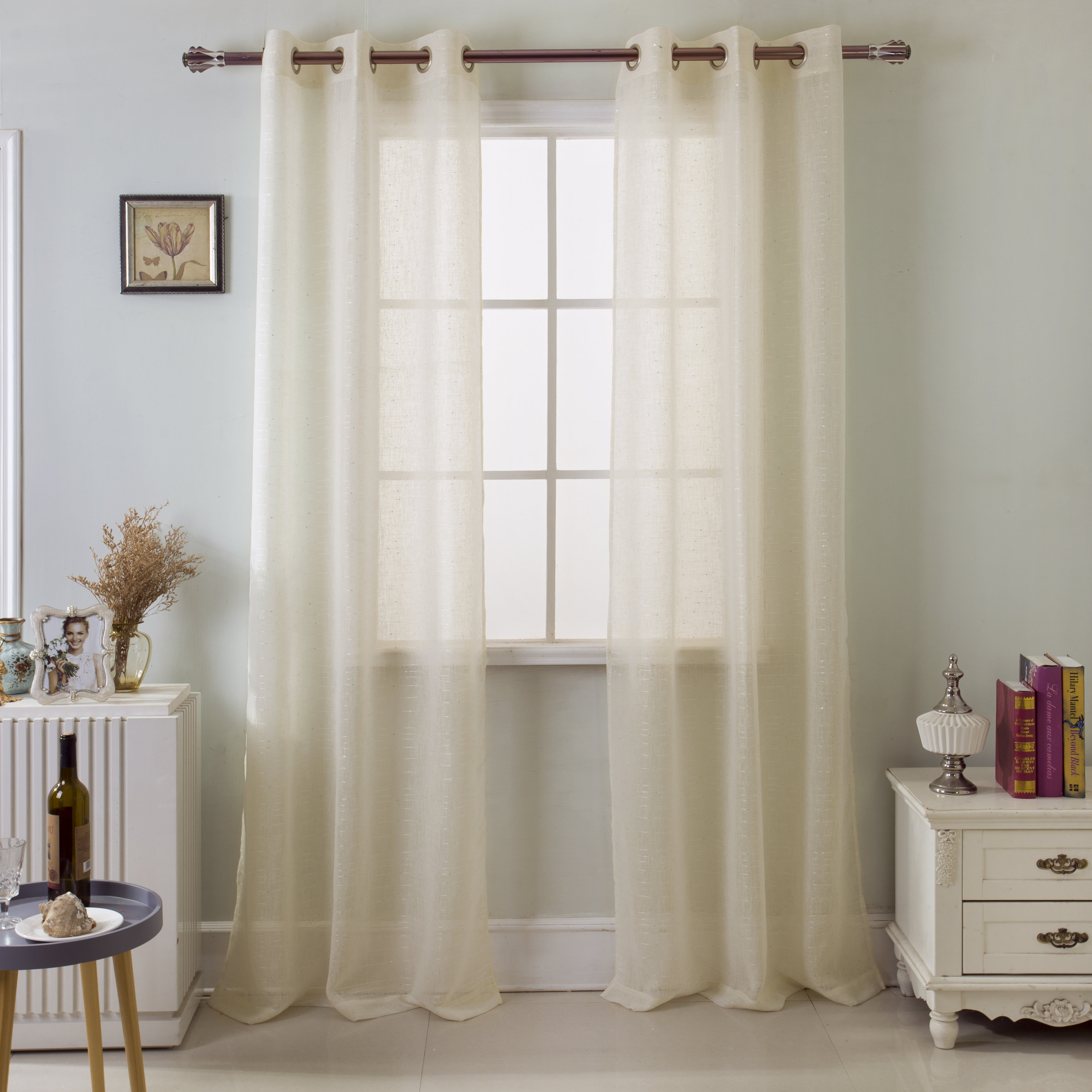 House Of Hampton Bolte Sequin Striped Semi Sheer Grommet Curtain