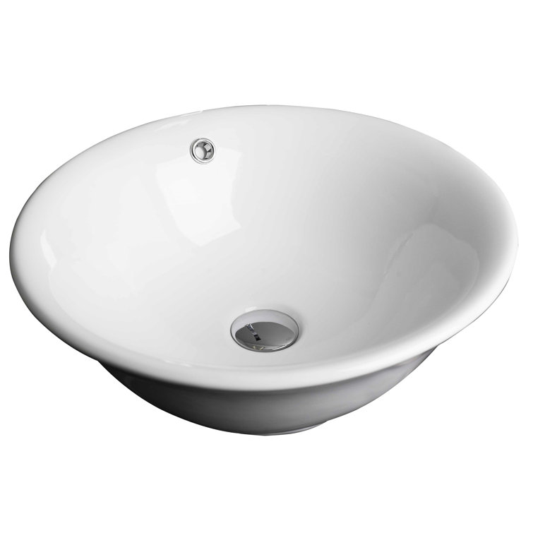 American Imaginations Ceramic Circular Vessel Bathroom Sink with