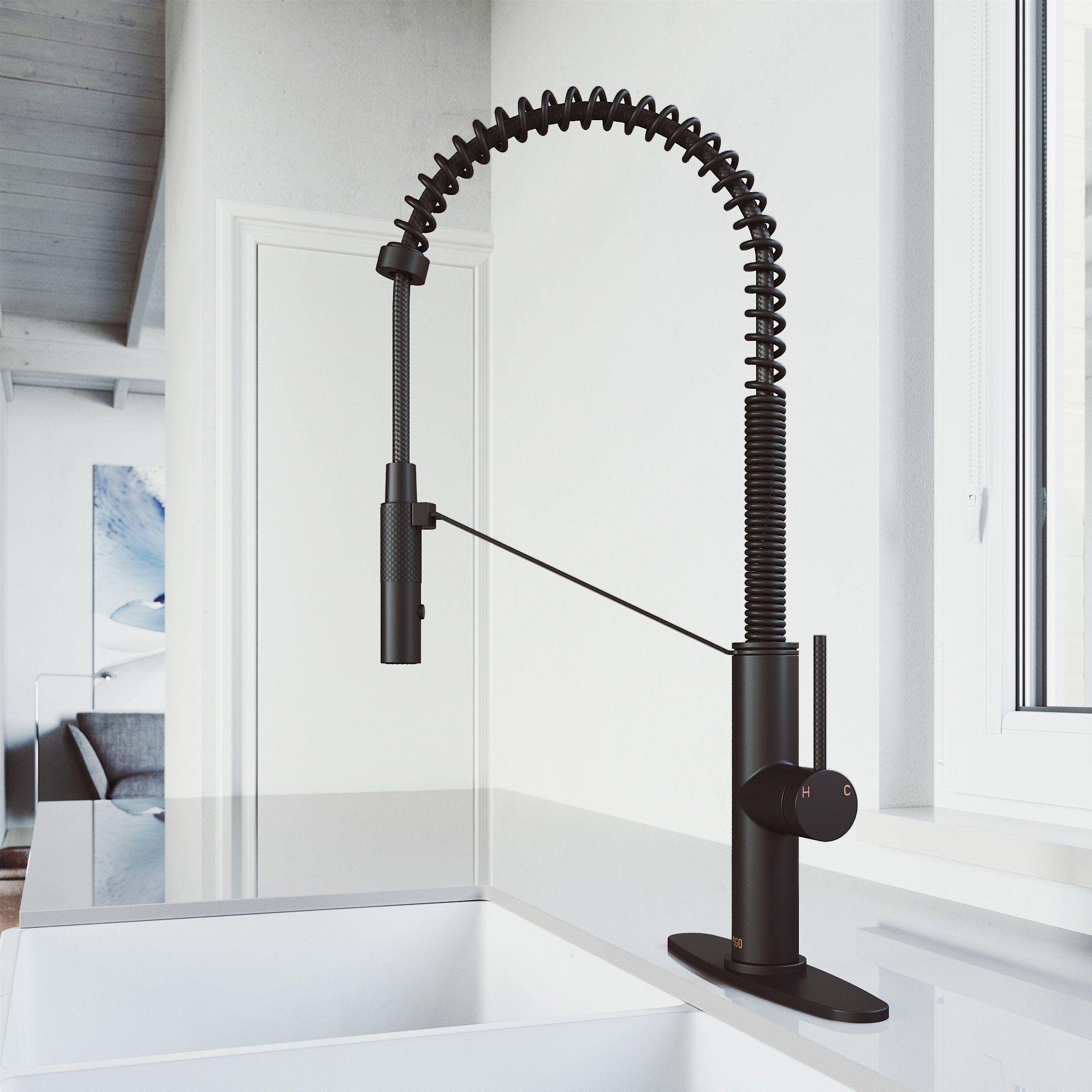 Vigo Livingston Magnetic Pull Down Single Handle Kitchen Faucet With Deck Plate Reviews Wayfair