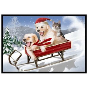 Dogs and Kitten in Sled Need for Speed Doormat