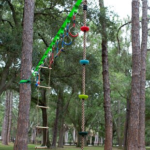 Outdoor Backyard Playground Equipment for Ninja Line Swing Gymnastic Rings 5 Colors Slackline Obstacle Course Ninja Warrior Monkey Climbing Ring