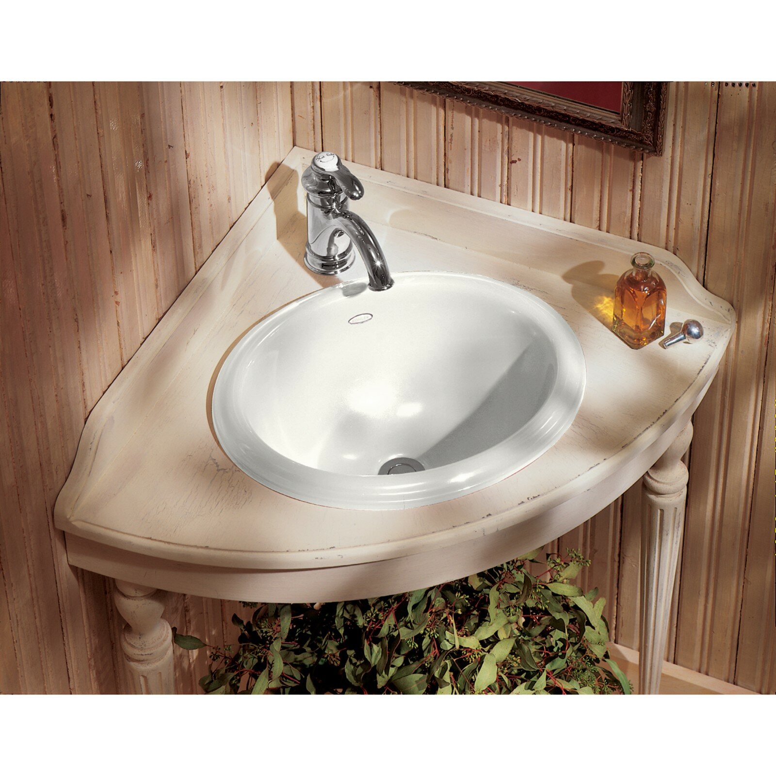 Intaglio Ceramic Oval Drop In Bathroom Sink