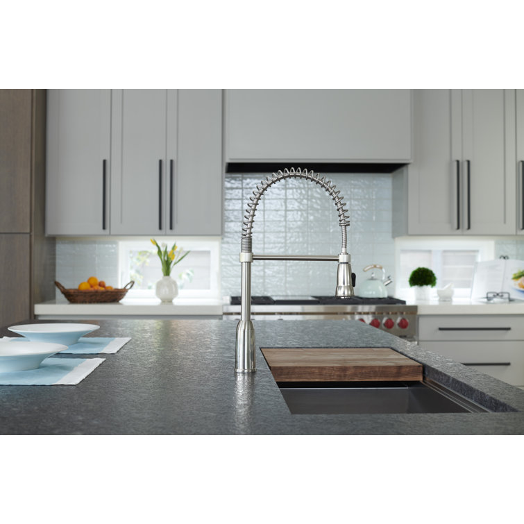 Pacific Bay Rainier Coil Pull Down Single Handle Kitchen Faucet Reviews Wayfair