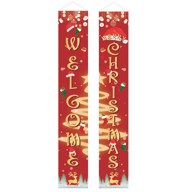 The Holiday Aisle® 2022 New Merry Christmas Decor Banners New Year Outdoor Indoor Christmas Decorations Welcome Bright Red Xmas Porch Sign Hanging Hot | Wayfair