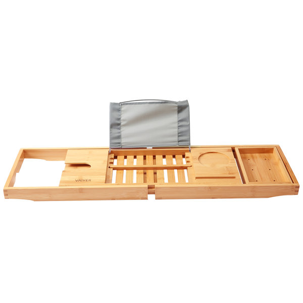Vaiyer Bamboo Bathtub Tray, Caddy Wooden Bath Tray, Table ...