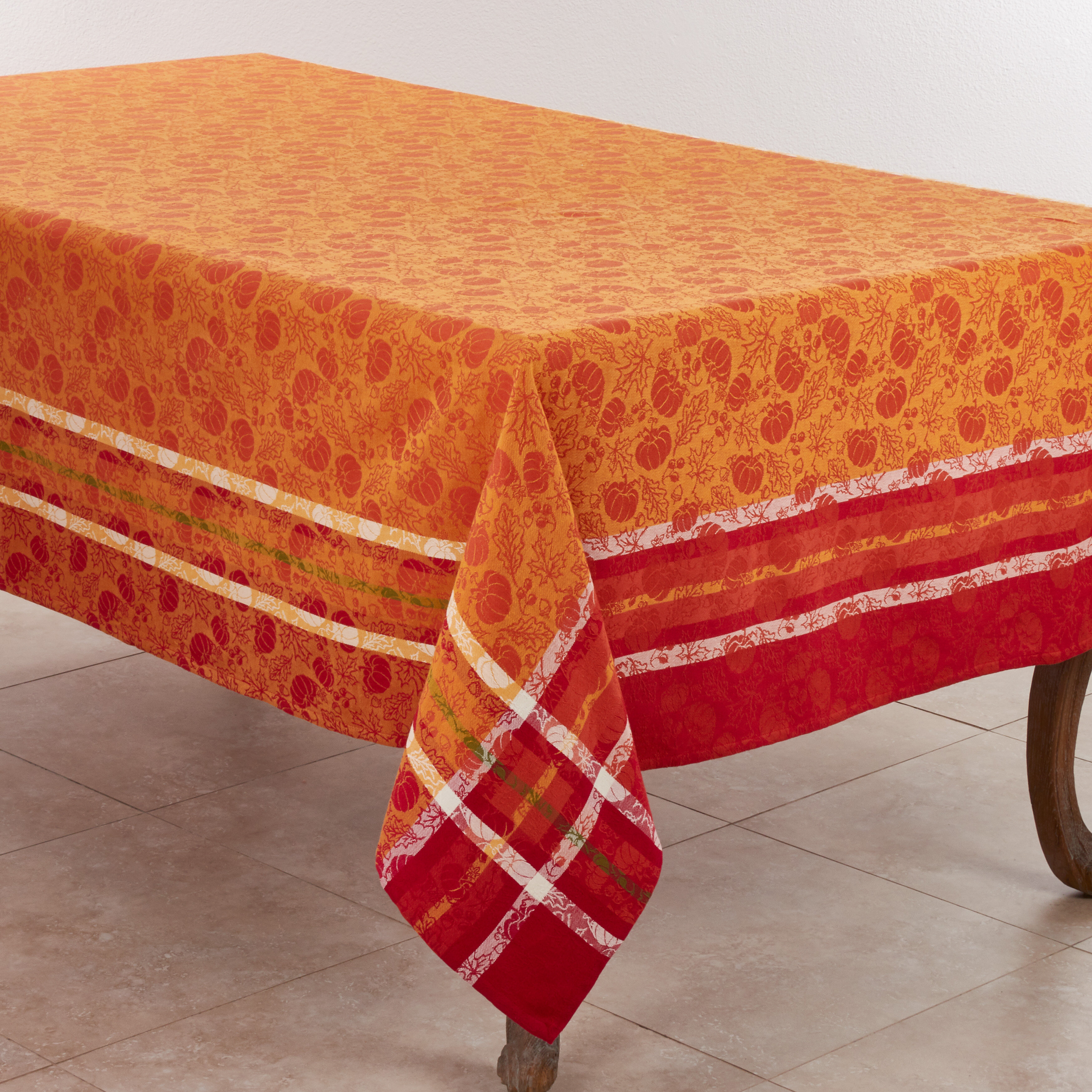 Oblong 60 X 84 in Leaf Design Fabric Fall Rust Color for sale online Harvest Season Tablecloth