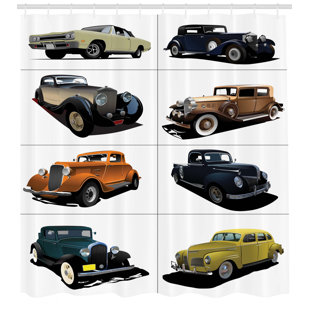 Sketch Old Car Shower Curtain Bathroom Decor Fabric /& 12hooks 71X71in