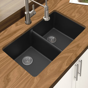 Granite Quartz 33 X 19 Double Bowl Undermount Kitchen Sink