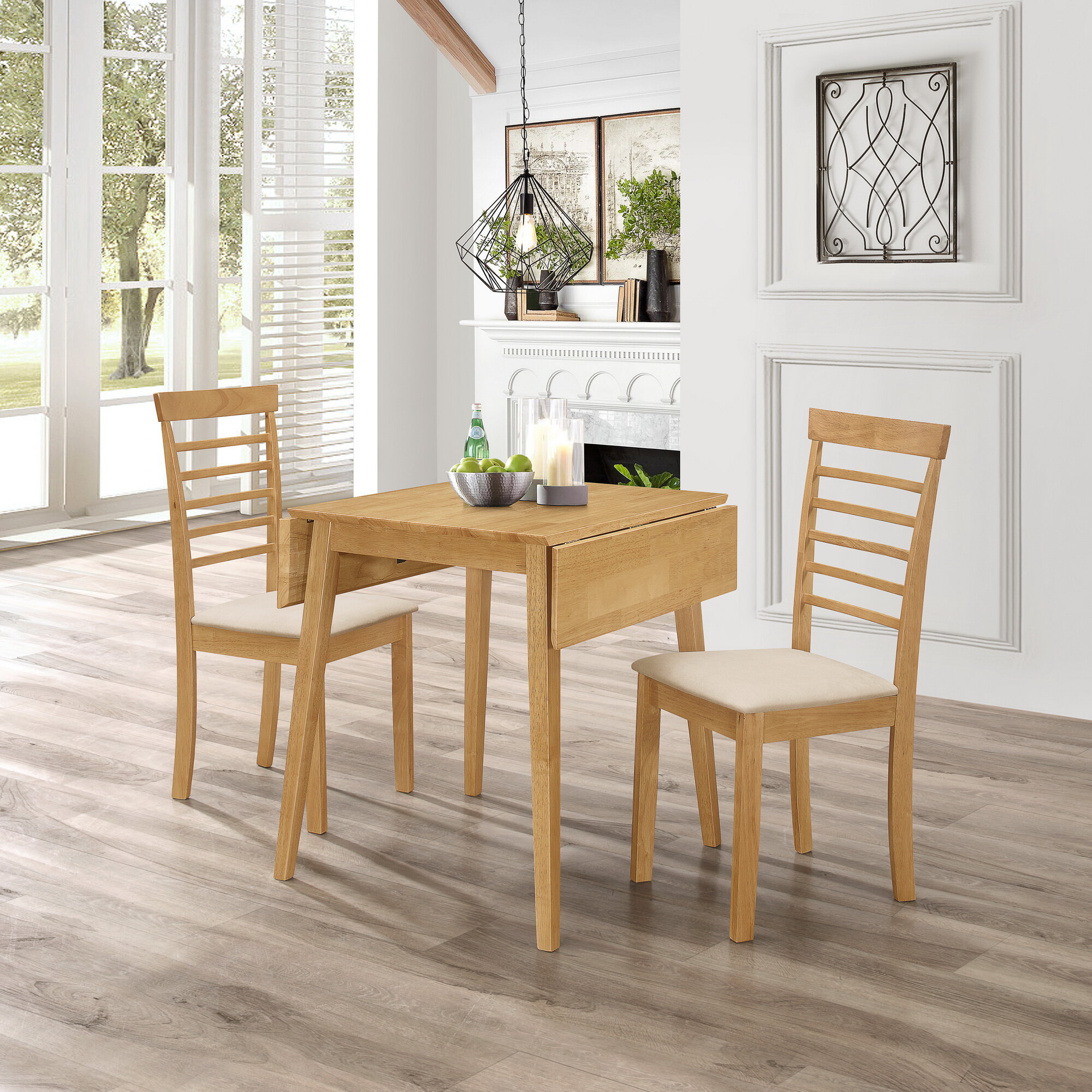 Brambly Cottage Mcneill Drop Leaf Rubberwood Solid Wood Dining Set Reviews Wayfaircouk