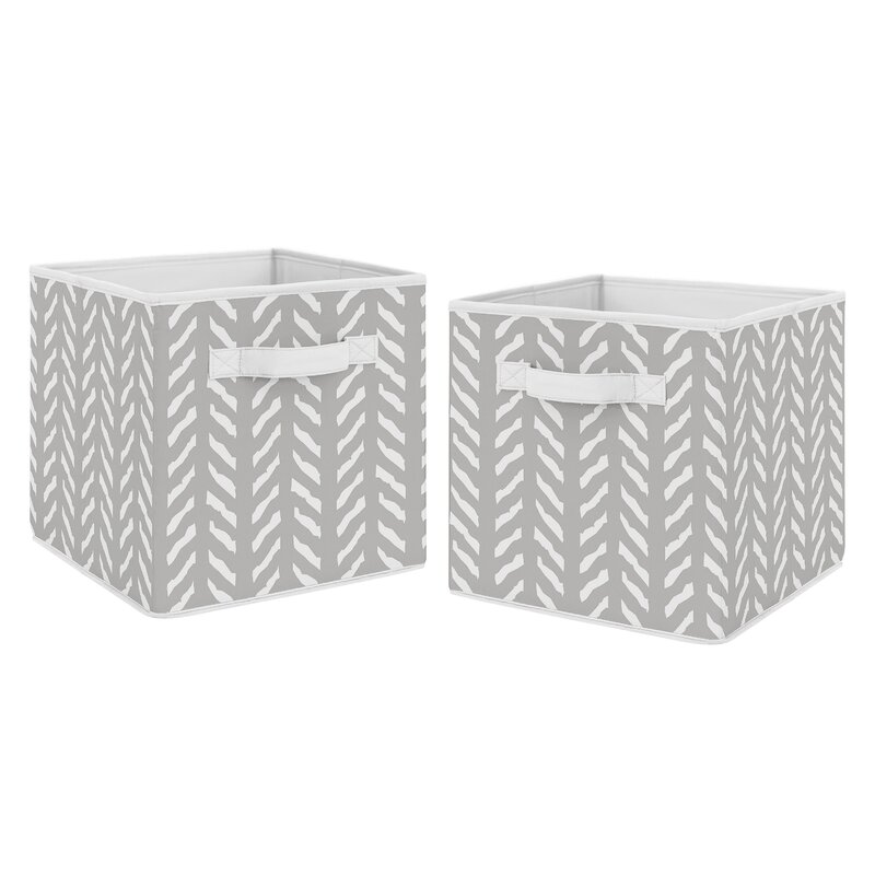 white fabric storage boxes