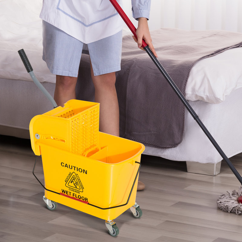 Homcom Janitor 20 Qt Mop Bucket With Wringer Reviews Wayfair