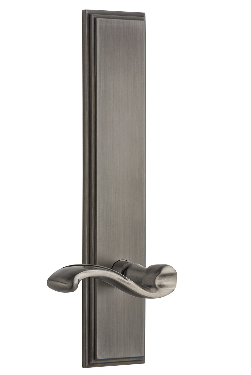 Grandeur 813952 Hardware Carre Tall Plate Passage with Portofino Lever in Bright Chrome Backset Size-2.75