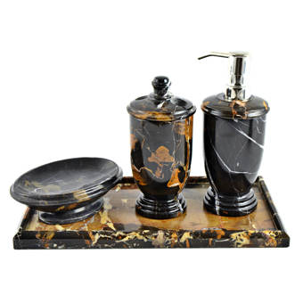 Nature Home Decor Michelangelo Marble 4 Piece Bathroom Accessory Set With Vanity Tray Wayfair
