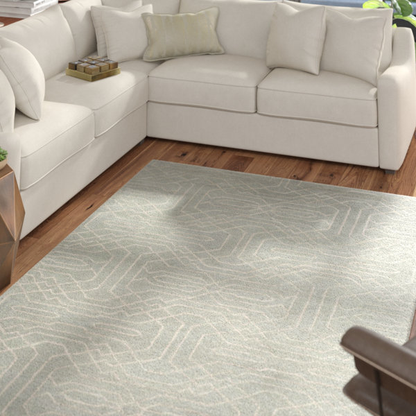 Wrought Studio Watts Geometric Handmade Tufted Light Gray Cream Area Rug Wayfair