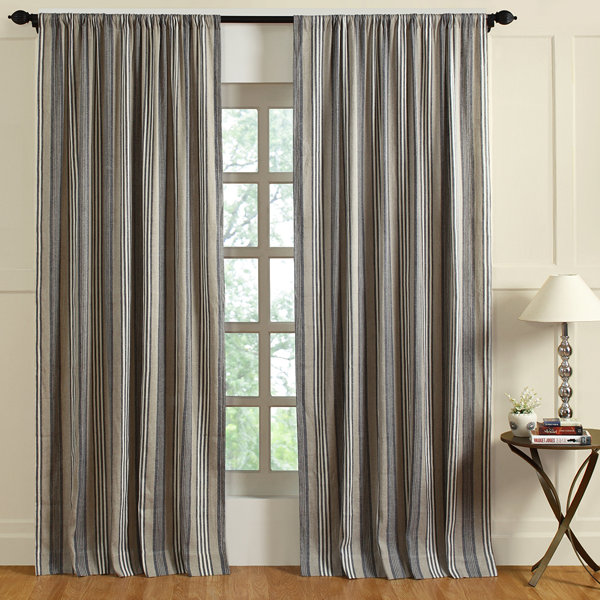Gracie Oaks Naugle Stripe Semi Sheer Rod Pocket Single Curtain Panel Wayfair