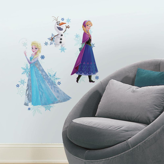 room mates internet only frozen anna, elsa, and olaf wall decal