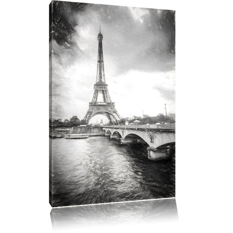 East Urban Home Eiffel Tower In Paris Painting Print On Canvas In