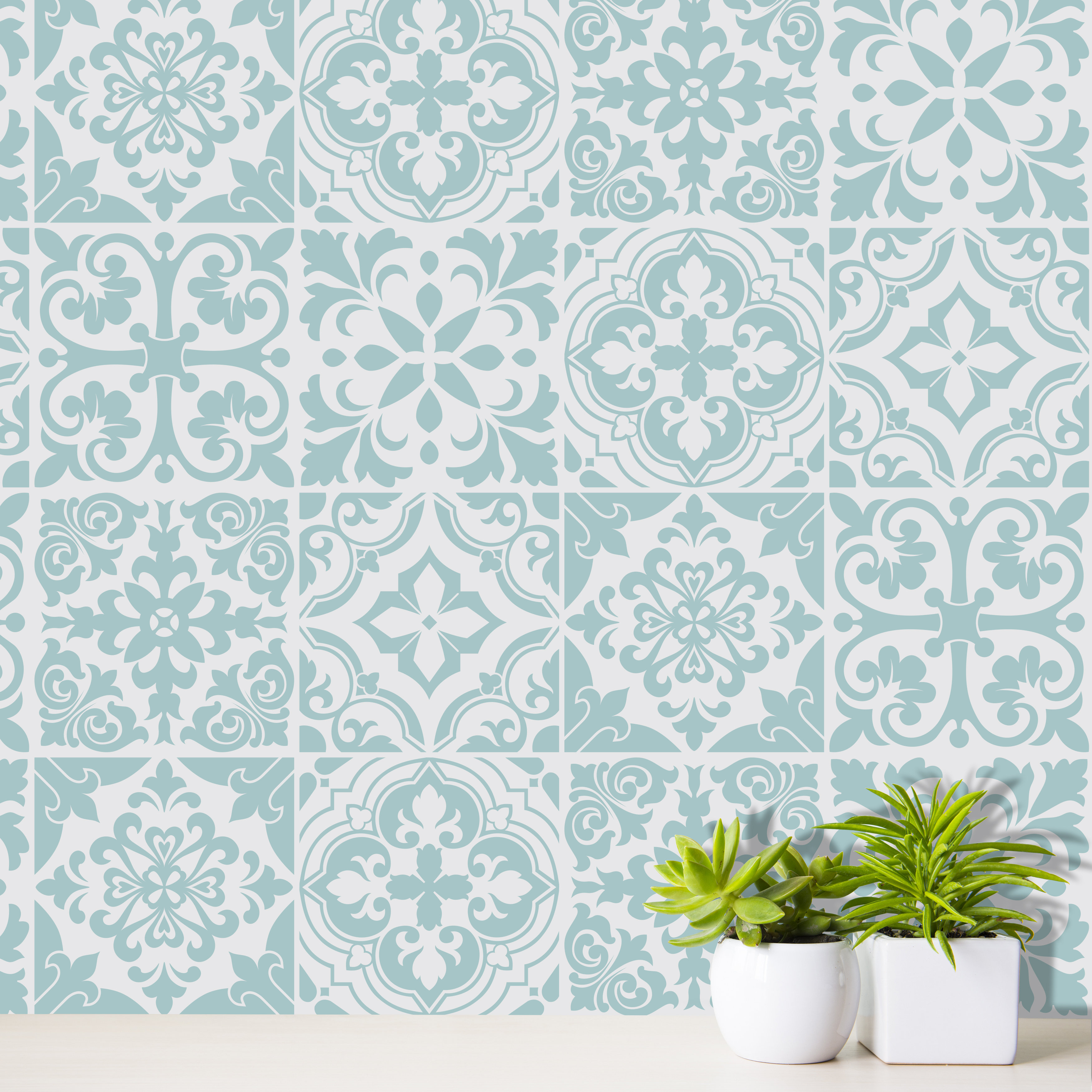 Bungalow Rose Santa Rosa 24 Piece Stencil Tile Window Decal Set Stencil Tile Window Decal Set