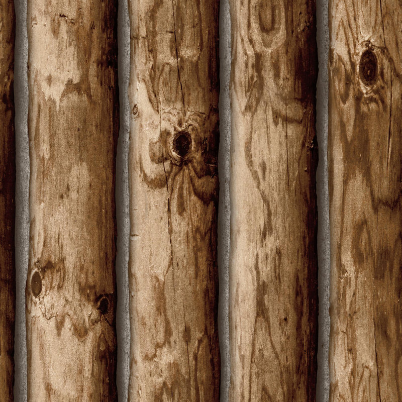 Union Rustic Marissa Cabin Logs 16 5 L X 20 5 W Peel And Stick Wallpaper Roll Wayfair
