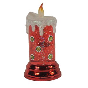 Red Shimmering Polka Dot Christmas Flameless Candle