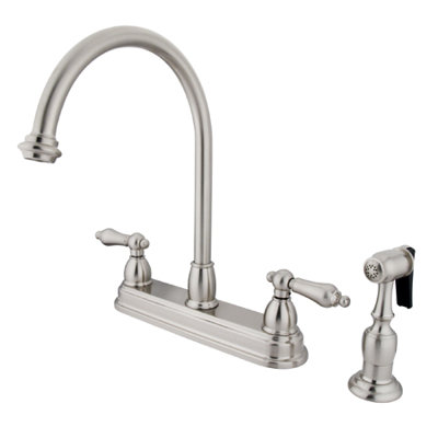 Kingston Brass Restoration Double Handle Kitchen Faucet With Side