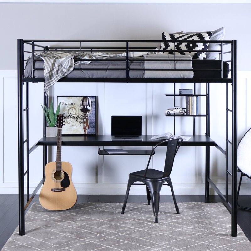 wayfair full loft bed with desk