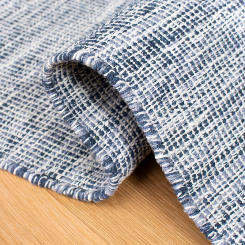 Longshore Tides Dunlap Handmade Flatweave Cotton Navy Blue Area