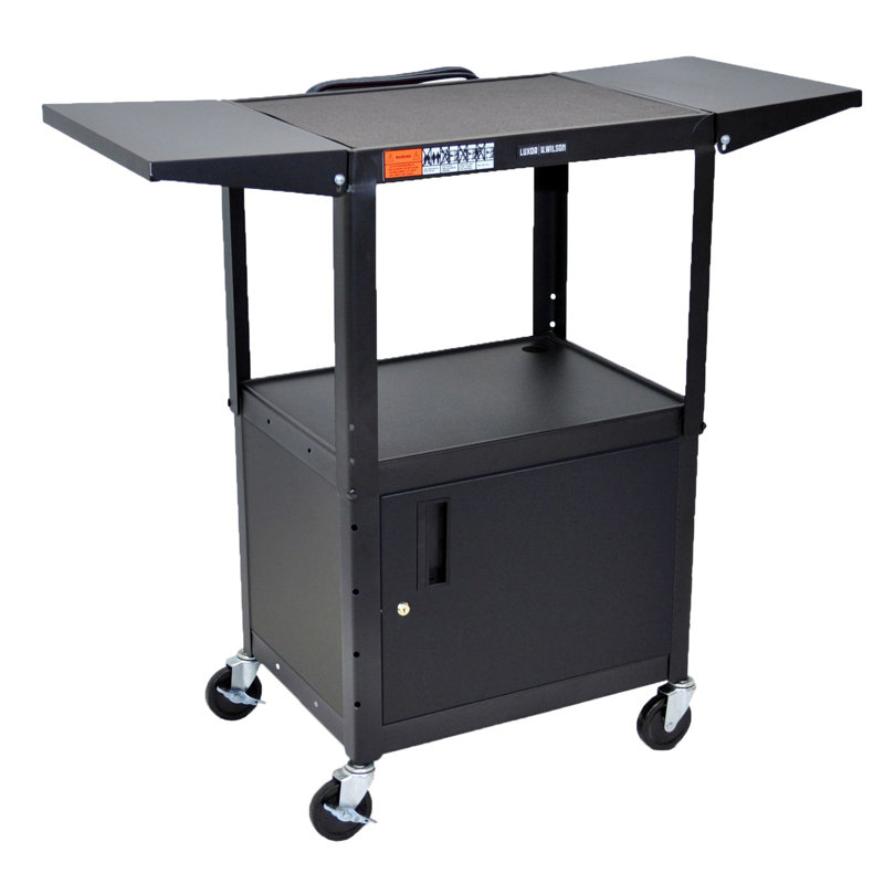 Offex Adjustable Height Steel Av Cart With Drop Leaf Wayfair