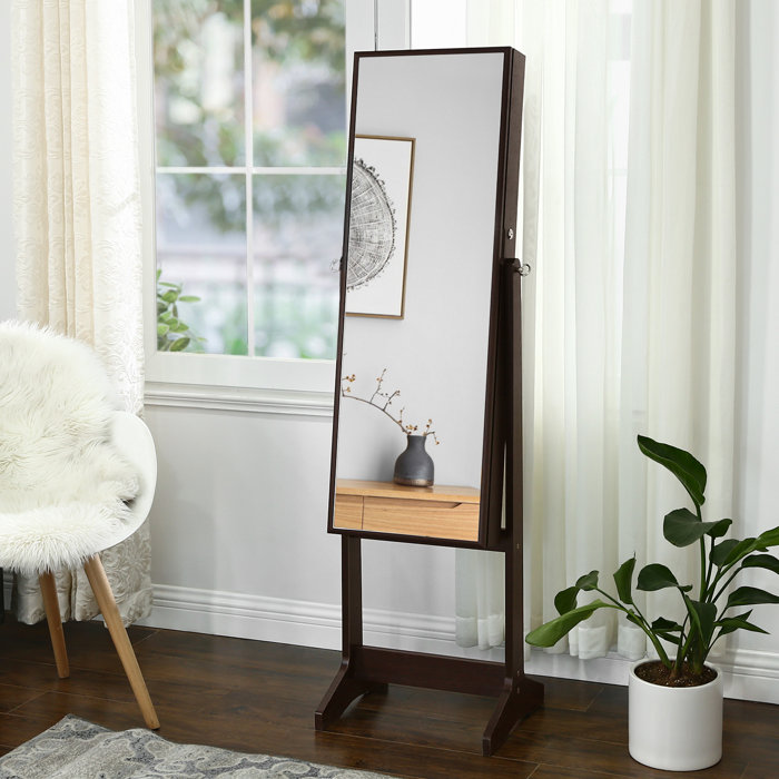 Ebern Designs Mirrored Jewelery Cabinet Armoire Free Standing